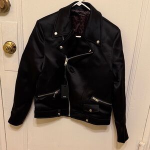 Men's Satin fabric Moto Jacket